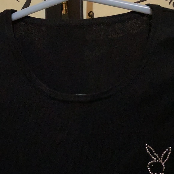 VTG 2000’s Playboy Women’s Black T Shirt Embelished W/Rhinestones Playboy Logo - Picture 7 of 14